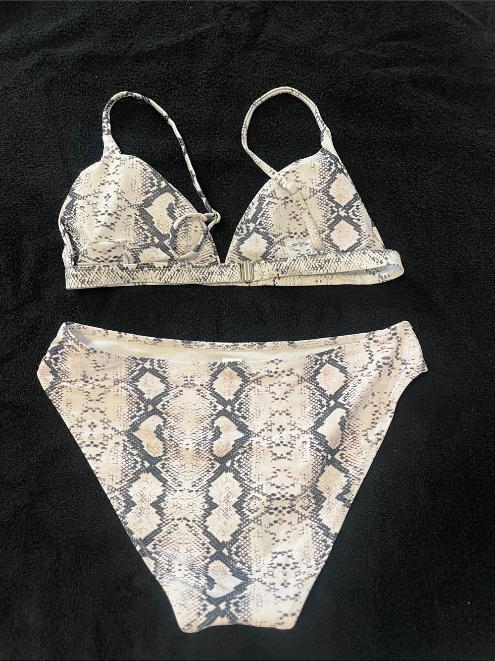 Snake Print Bikini Set - Cream/Gray/white nwot